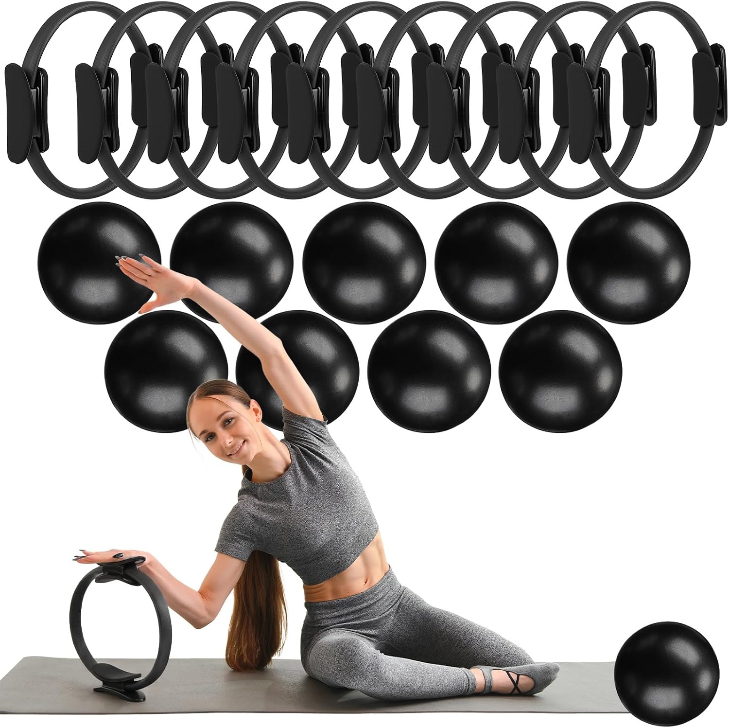 18 Pcs Set Cincin dan Bola Pil - Pilates Yoga Tone ulasan dan harga